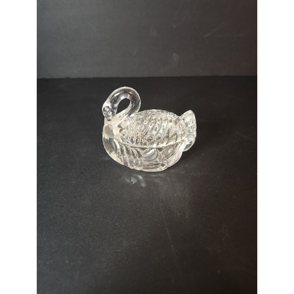 Small Crystal Swan Trinket Jewelry Ring Dish with Lid